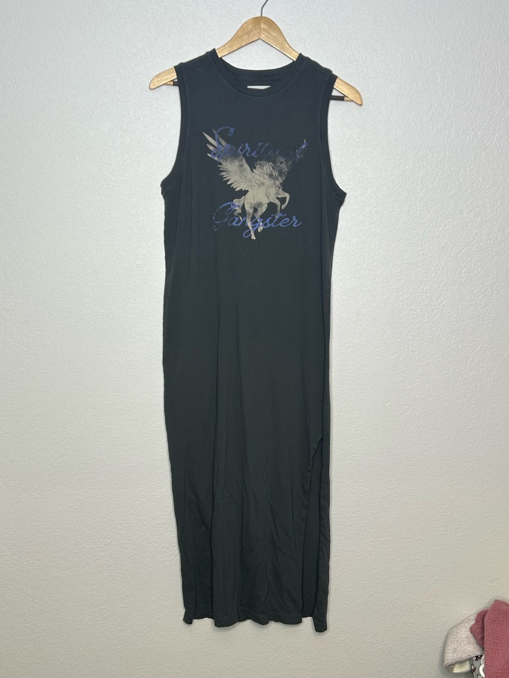 Spiritual Gangster Sleeveless Black Graphic Midi Dress / Top